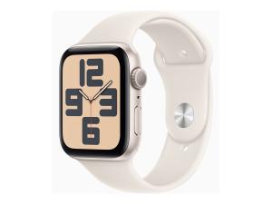 Apple Watch SE (GPS) - 2e génération - 44 mm - aluminium droit - montre intelligente avec bande sport - fluoroélastomère - droit - taille du bracelet : M/L - 32 Go - Wi-Fi 4, Bluetooth - 32.9 g - MXEV3QF/A - Montres intelligentes