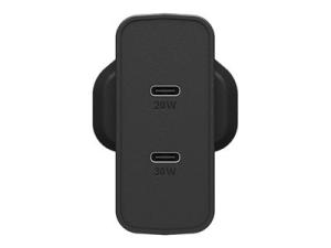 OtterBox Wall Charger - Adaptateur secteur - 50 Watt - 3 A - PD 3.0 - 2 connecteurs de sortie (24 pin USB-C) - noir scintillant - 78-52714 - Adaptateurs électriques et chargeurs