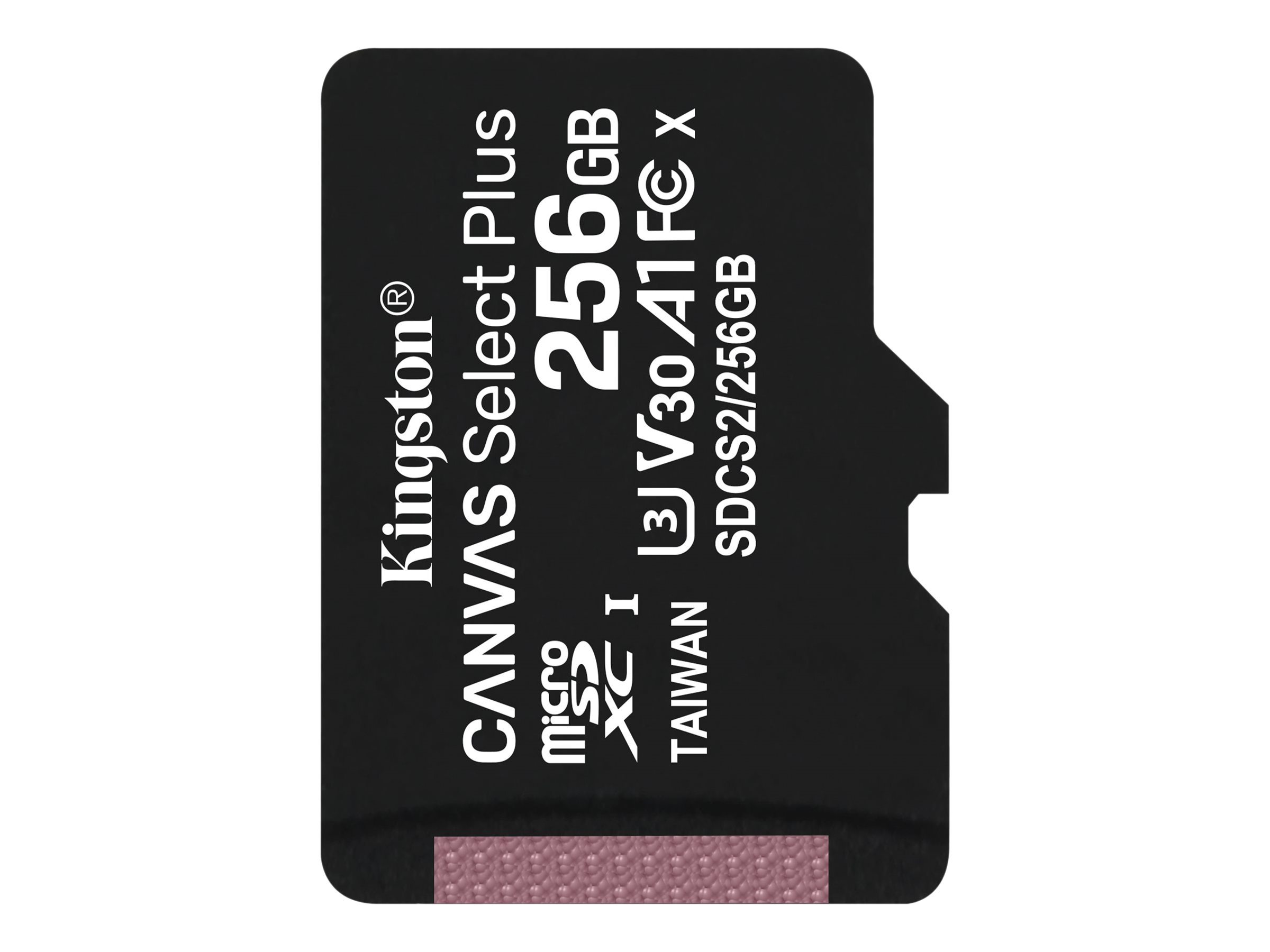 Kingston Canvas Select Plus - Carte mémoire flash - 256 Go - A1 / Video Class V30 / UHS Class 3 / Class10 - microSDXC UHS-I - SDCS2/256GBSP - Cartes flash