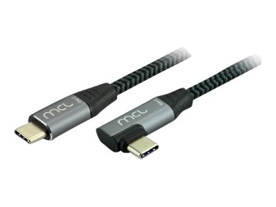 MCL - Câble USB - 24 pin USB-C (M) pour 24 pin USB-C (M) angle droit - USB 3.2 Gen 2 - 5 A - 2 m - Alimentation USB (100 W) - noir et gris - MC1C99A3C1052CZ - Câbles USB