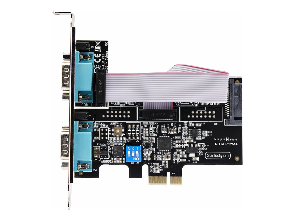 StarTech.com 2-Port Serial PCIe Card, Dual-Port PCI Express to RS232/RS422/RS485 (DB9) Serial Card, Low-Profile Brackets Incl., 16C1050 UART, TAA-Compliant, Windows/Linux, TAA Compliant - Level-4 ESD Protection (2S232422485-PC-CARD) - Adaptateur série - PCIe profil bas - RS-232 x 2 - noir - Conformité TAA - 2S232422485-PC-CARD - Adaptateurs réseau PCI-e