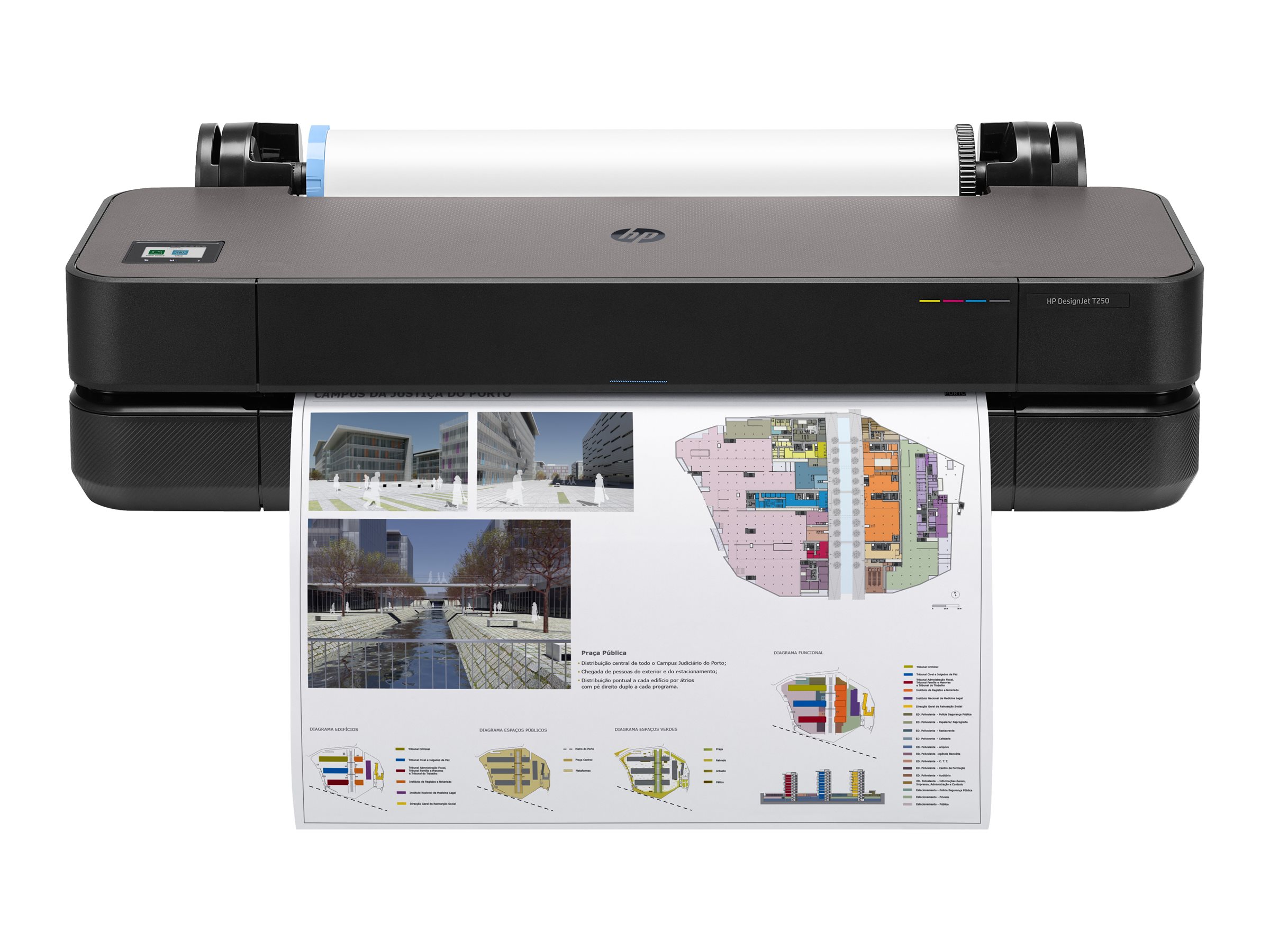 HP DesignJet T250 - 24" imprimante grand format - couleur - jet d'encre - A1, ANSI D - 2 400 x 1 200 ppp - jusqu'à 0.5 min/page (mono) / jusqu'à 0.5 min/page (couleur) - USB 2.0, LAN, Wi-Fi - 5HB06D#B19 - Imprimantes jet d'encre