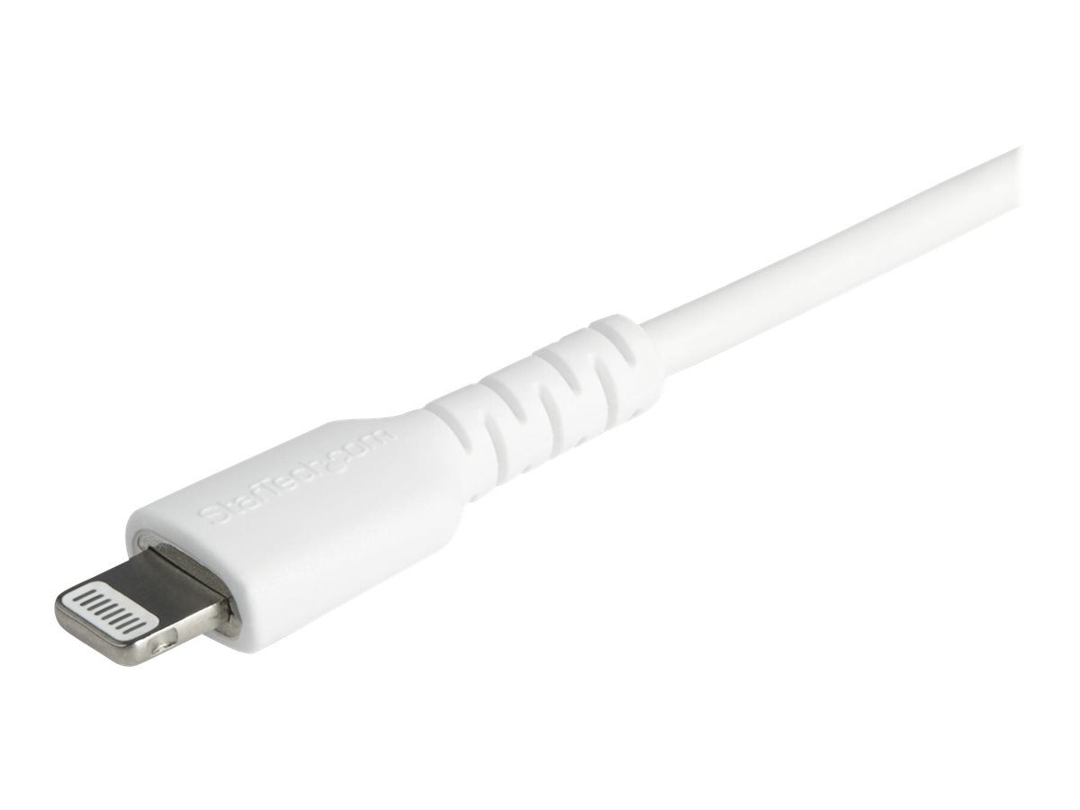 StarTech.com Câble USB-C vers Lightning Blanc Robuste 1 m  - Câble de Charge/Synchronistation USB Type C vers Lightning Fibre Aramide - iPad/iPhone 12 Certifié Apple Mfi (RUSBCLTMM1MW) - Câble Lightning - Lightning mâle pour 24 pin USB-C mâle - 1 m - blanc - RUSBCLTMM1MW - Câbles spéciaux
