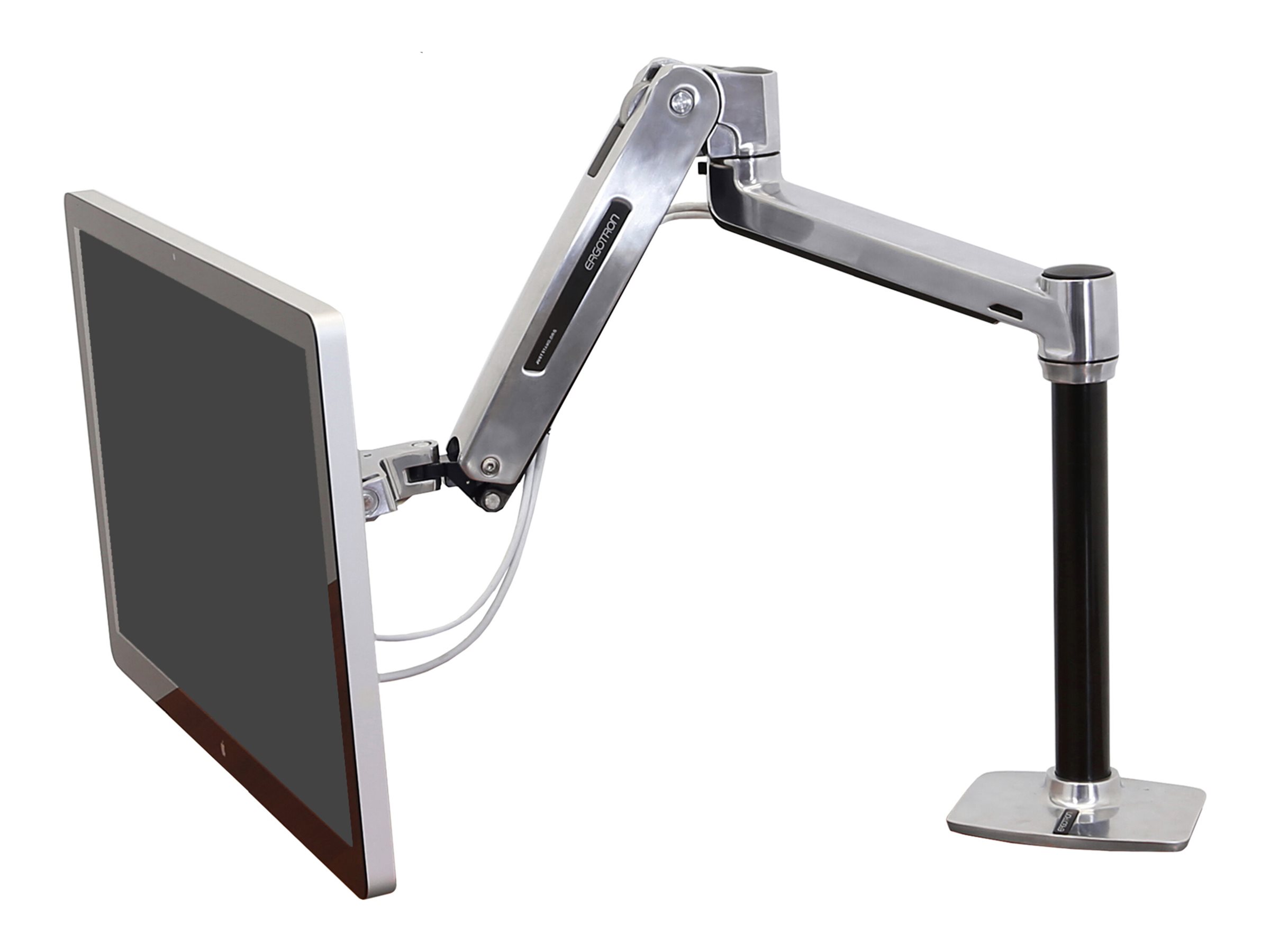 Ergotron LX HD Sit-Stand - Kit de montage (bras articulé, poteau, adaptateur VESA, base pour pince de bureau, base pour montage de passe-câble) - Technologie brevetée Constant Force - pour Écran LCD - aluminium poli - Taille d'écran : up to 49" - 45-384-026 - Accessoires pour écran