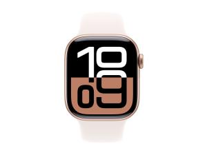 Apple Watch Series 10 (GPS + Cellular) - 42 mm - aluminium rose or - montre intelligente avec bande sport - fluoroélastomère - blush léger - taille du bracelet : M/L - 64 Go - LTE, Wi-Fi 4, UWB, Bluetooth - 4G - 29.3 g - MWXA3QF/A - Montres intelligentes