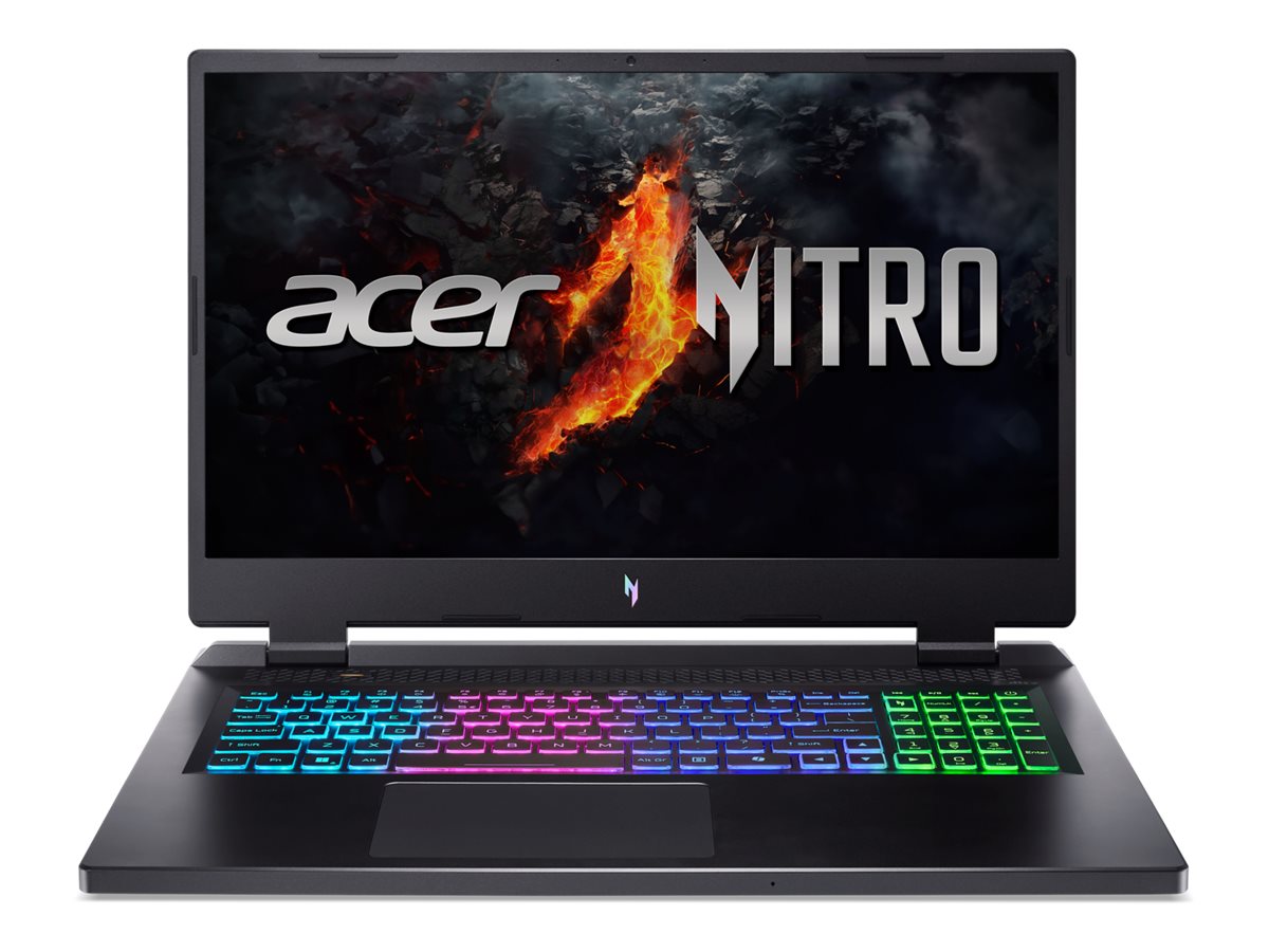 Acer Nitro 17 AN17-42 - AMD Ryzen 9 - 8945HS / jusqu'à 5.2 GHz - Win 11 Home - GeForce RTX 4070 - 32 Go RAM - 1.024 To SSD SED, NVMe - 17.3" IPS 2560 x 1440 (QHD) @ 165 Hz - 2.5 Gigabit Ethernet - Wi-Fi 6E - Noir vitreux - clavier : Français - NH.QP9EF.007 - Ordinateurs portables