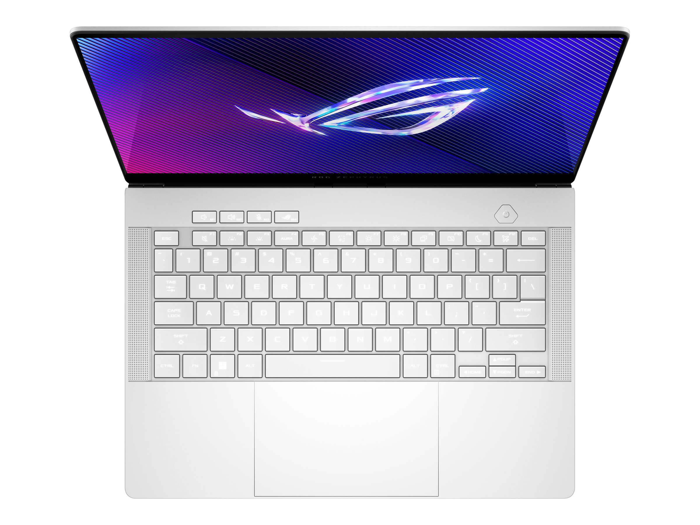 ASUS ROG Zephyrus G14 GA403UI-DR2W - AMD Ryzen 9 - 8945HS / jusqu'à 5.2 GHz - Win 11 Home - GeForce RTX 4070 - 32 Go RAM - 1 To SSD NVMe - 14" OLED 2880 x 1800 (3K) @ 120 Hz - Wi-Fi 6E, Bluetooth - blanc platine - 90NR0HX2-M00620 - Ordinateurs portables