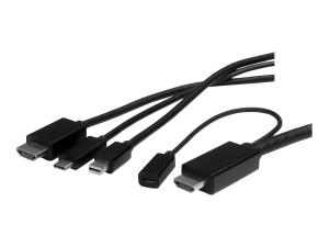 StarTech.com Câble adaptateur USB-C, HDMI ou Mini DisplayPort vers HDMI de 2 m - Convertisseur 3-en-1 USB Type-C HDMI Mini DP vers HDMI - Câble adaptateur - HDMI, Mini DisplayPort, 24 pin USB-C mâle pour HDMI, Micro-USB de type B (alimentation uniquement) - 2 m - noir - support 4K, alimentation USB, passif - CMDPHD2HD - Accessoires pour téléviseurs