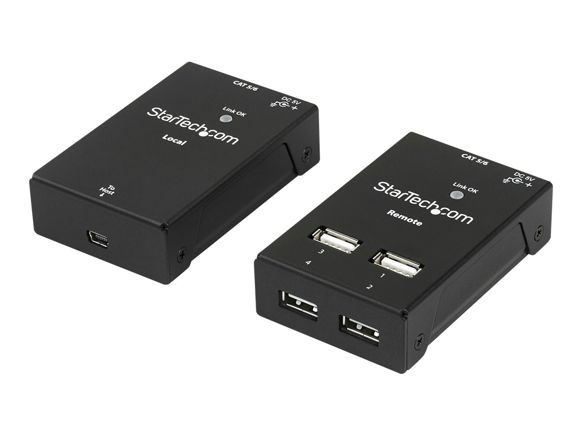 StarTech.com Prolongateur USB 2.0 4 Ports - USB sur Cat5/Cat6 Jusqu'à 40m - Câble de rallonge USB - USB 2.0 - plus de CAT 5/6 - 4 ports - jusqu'à 50 m - pour P/N: SVA5N3NEUA - USB2004EXTV - Prolongateurs de signal