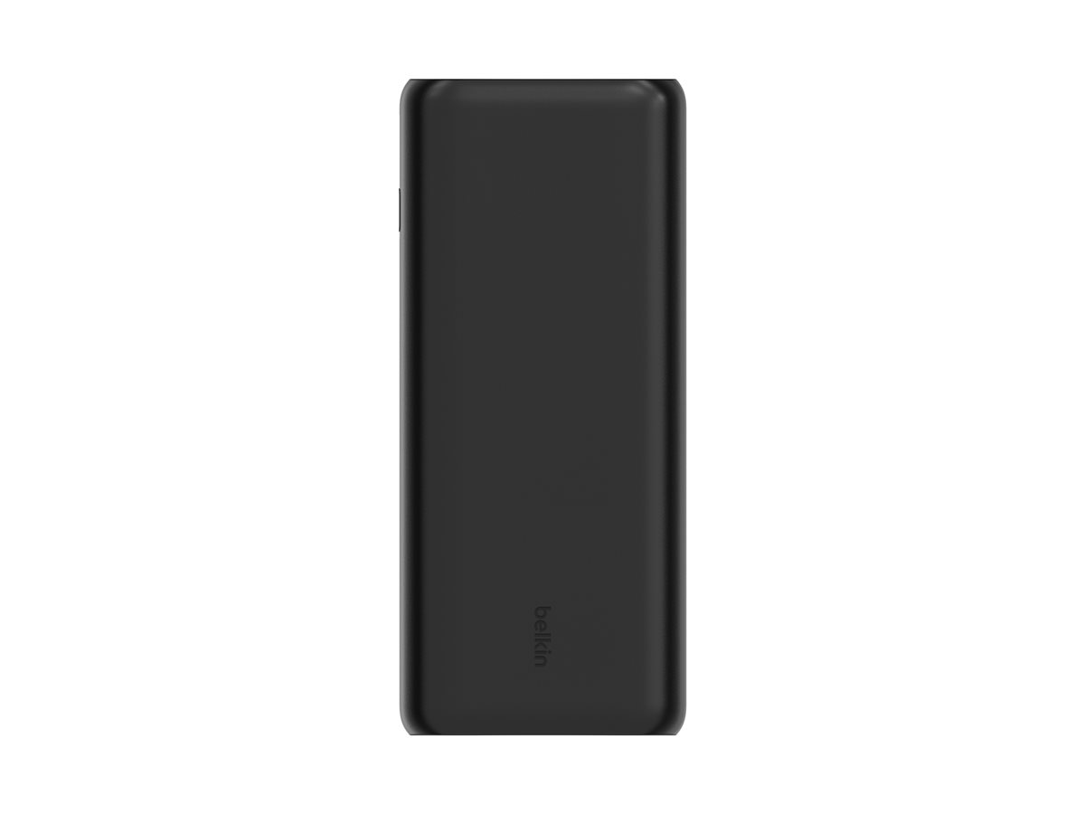 Belkin - Banque d'alimentation - 20000 mAh - 20 Watt - PD, Fast Charge - 3 connecteurs de sortie (24 pin USB-C, 2 x USB) - sur le câble : USB-C - noir - BPB014BTBK - Adaptateurs électriques et chargeurs