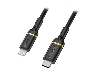 OtterBox Standard - Câble Lightning - Lightning mâle pour 24 pin USB-C mâle - 2 m - noir scintillant - USB Power Delivery (60W) - 78-52647 - Accessoires pour systèmes audio domestiques