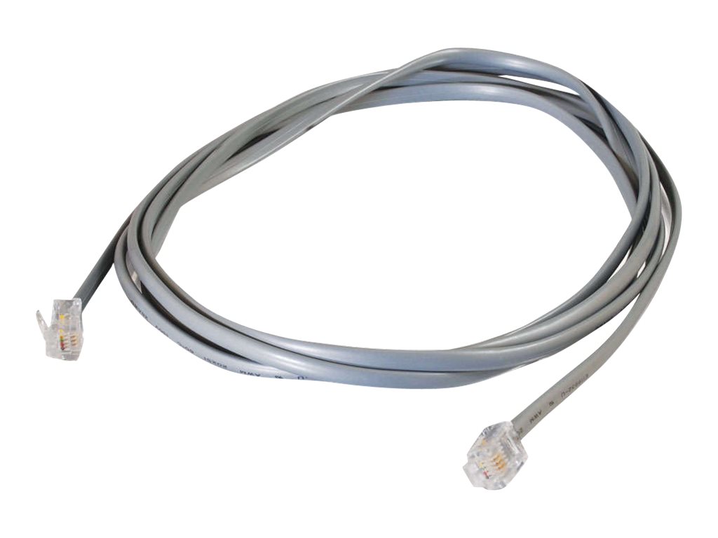 C2G RJ11 6P4C Straight Modular Cable - Câble de téléphone - RJ-11 (M) pour RJ-11 (M) - 3 m - gris - 83865 - Câbles pour téléphone/modem