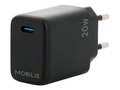 Mobilis - Adaptateur secteur - rapide - 20 Watt - PD/PPS (24 pin USB-C) - noir - Europe - 001361 - Adaptateurs électriques et chargeurs