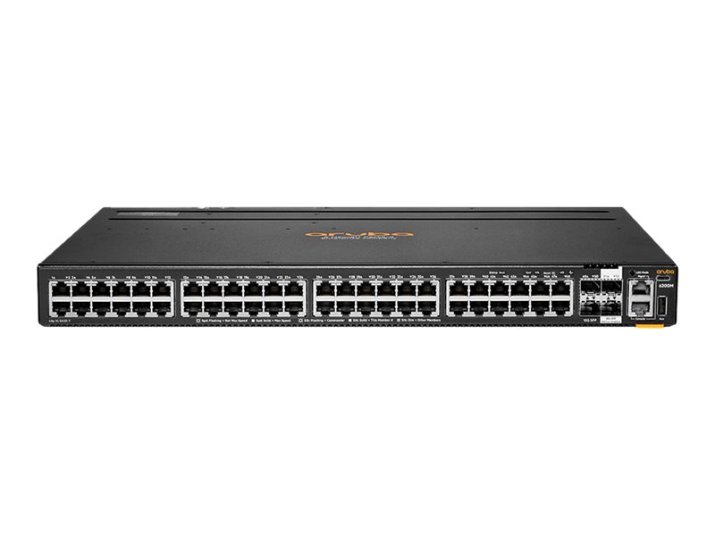 HPE Aruba 6200M 48G 4SFP+ Switch - Commutateur - distance max. d'empilage de 10 km - C3 - Géré - 48 x 10/100/1000 + 4 x 1 Gigabit/10 Gigabit SFP+ (liaison montante/empilage) - de l'avant et du côté vers l'arrière - Montable sur rack - BTO - R8Q69A - Commutateurs gérés