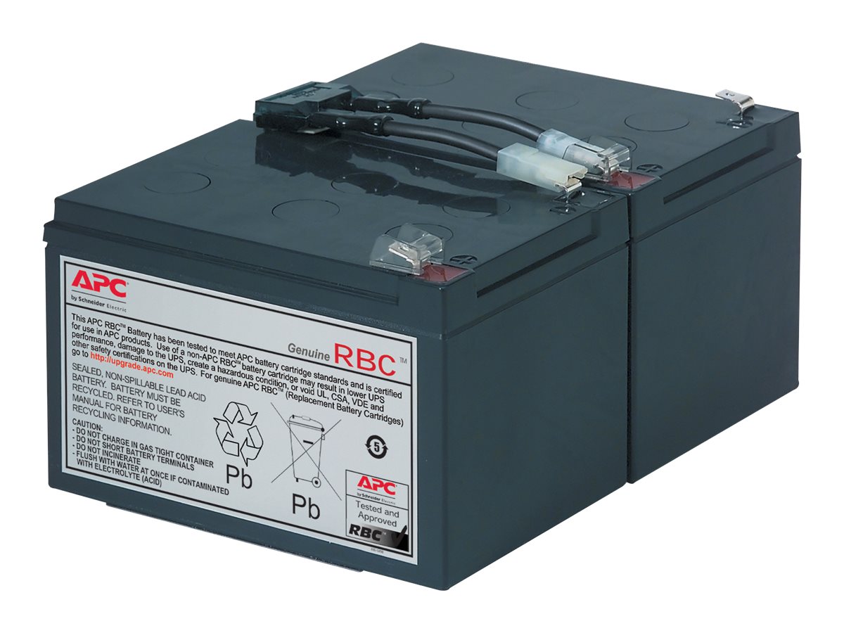 Cartouche de batterie de rechange APC #6 - Batterie d'onduleur - 1 x batterie - Acide de plomb - noir - pour P/N: SMC1500IC, SMT1000I-AR, SMT1000IC, SUA1000ICH-45, SUA1000I-IN, SUA1000J3W, SUA1500J3W - RBC6 - Batteries UPS