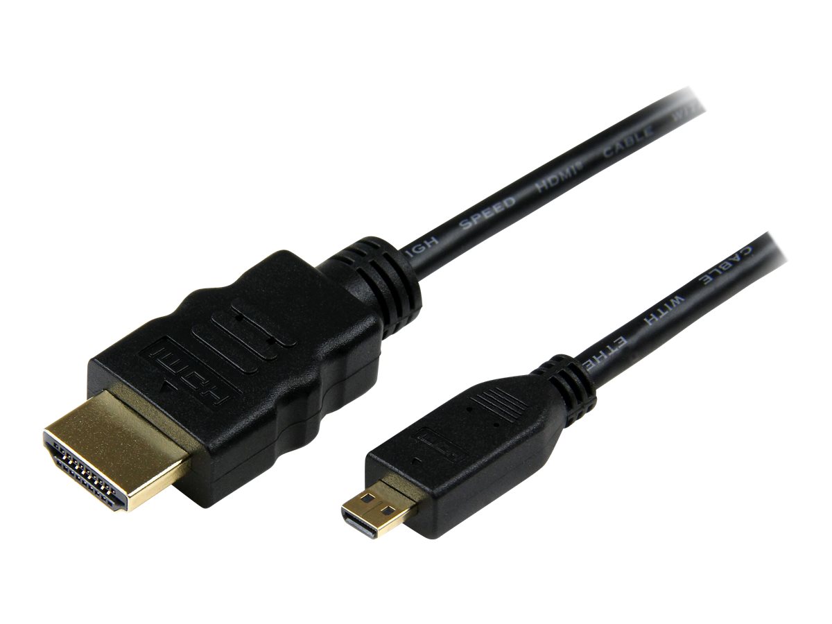 StarTech.com Câble HDMI® haute vitesse avec Ethernet 3m - HDMI (M) vers Micro HDMI (M), Câble Micro HDMI (Type D), Connecteurs Plaqués Or - Câble HDMI avec Ethernet - HDMI mâle pour 19 pin micro HDMI Type D mâle - 3 m - blindé - noir - HDADMM3M - Accessoires pour systèmes audio domestiques