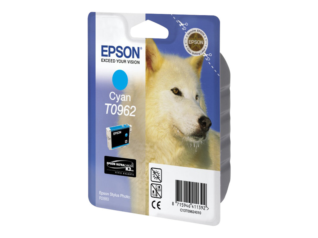Epson T0962 - 11.4 ml - cyan - original - blister - cartouche d'encre - pour Stylus Photo R2880 - C13T09624010 - Cartouches d'imprimante