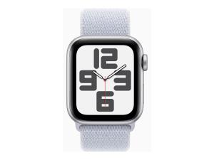 Apple Watch SE (GPS + Cellular) - 2e génération - 40 mm - aluminium argenté - montre intelligente avec boucle sport - deux couches de matières textiles tissées - nuage bleu - taille du poignet : 130-200 mm - 32 Go - LTE, Wi-Fi 4, Bluetooth - 4G - 27.8 g - MXGE3QF/A - Montres intelligentes