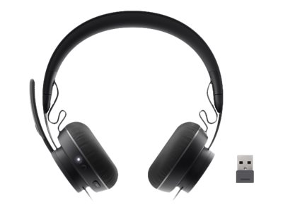 Logitech Zone Wireless MS - Micro-casque - sur-oreille - Bluetooth - sans fil - Suppresseur de bruit actif - 981-000854 - Écouteurs