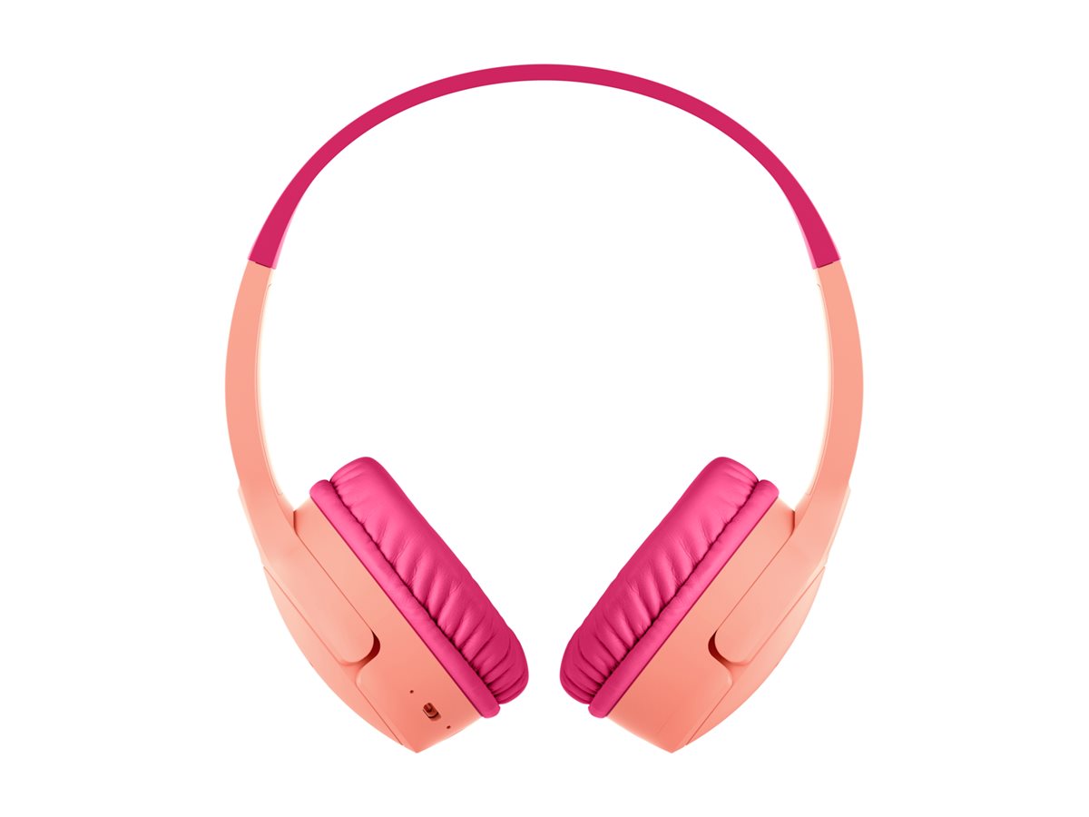 Belkin SoundForm Mini - Écouteurs avec micro - sur-oreille - Bluetooth - sans fil - jack 3,5mm - rose - AUD002BTPK - Écouteurs