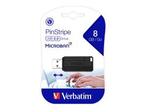 Verbatim PinStripe USB Drive - Clé USB - 8 Go - USB 2.0 - noir - 49062 - Lecteurs flash