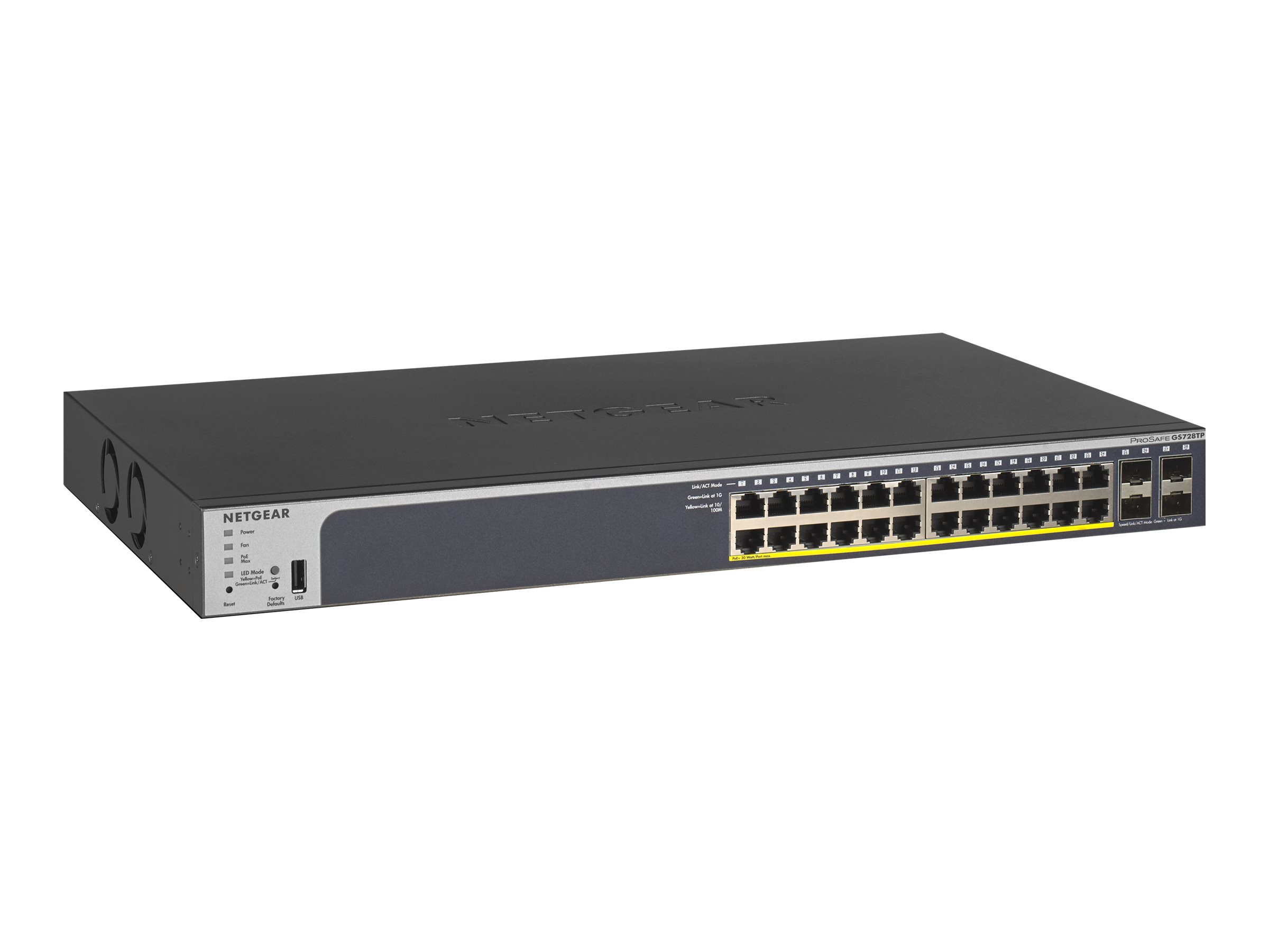 NETGEAR Smart GS728TP - V2 - commutateur - C3 - intelligent - 24 x 10/100/1000 (PoE+) + 4 x Gigabit SFP - Montable sur rack - PoE+ (190 W) - GS728TP-200EUS - Concentrateurs et commutateurs gigabit