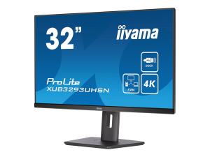 iiyama ProLite XUB3293UHSN-B5 - Écran LED - 32" (31.5" visualisable) - 3840 x 2160 4K @ 60 Hz - IPS - 350 cd/m² - 1000:1 - 4 ms - HDMI, DisplayPort, USB-C - haut-parleurs - noir mat - XUB3293UHSN-B5 - Écrans d'ordinateur