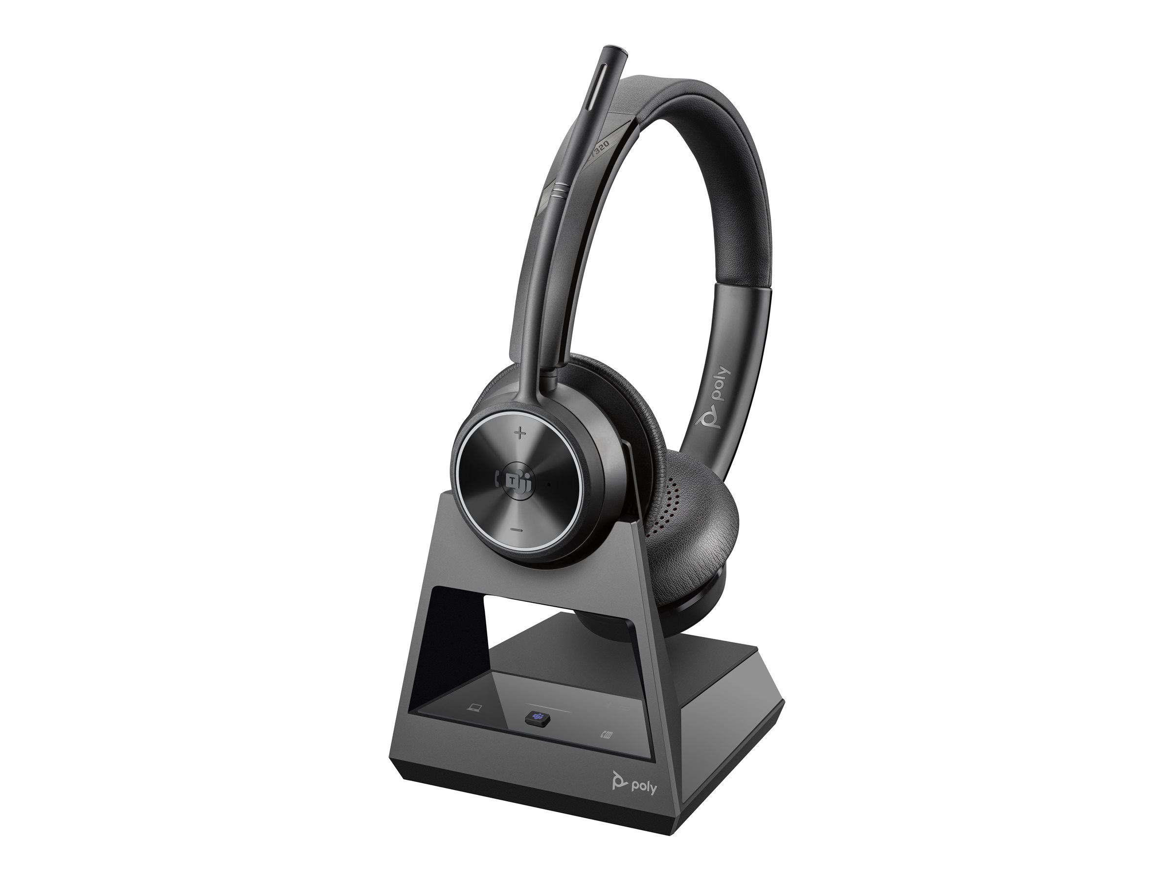 Poly Savi 7320 - Savi 7300 series - micro-casque - sur-oreille - DECT - sans fil - USB-A via adaptateur DECT - noir - Certifié pour Microsoft Teams, certifié UC - 8L553AA#ABB - Écouteurs