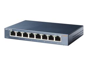 TP-Link Commutateur Gigabit métallique TL-SG108 à 8 ports - Commutateur - non géré - 8 x 10/100/1000 - de bureau - TL-SG108 - Concentrateurs et commutateurs gigabit