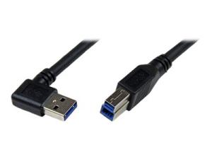 StarTech.com Câble USB 3.0 SuperSpeed A vers B coudé à angle droit de 90° 1 m - Câble USB 3.0 AB - M/M - 1x USB A (M) 1x USB B (M) Noir 1m - Câble USB - USB Type B (M) pour USB type A (M) - USB 3.0 - 1 m - moulé, connecteur à angle droit - noir - pour P/N: HB30A4AIB, HB30C4AIB, HB31C4AB, S351BMU33ET, S351BMU33ETG, S352BU313R, SDOCK2U313R - USB3SAB1MRA - Câbles USB