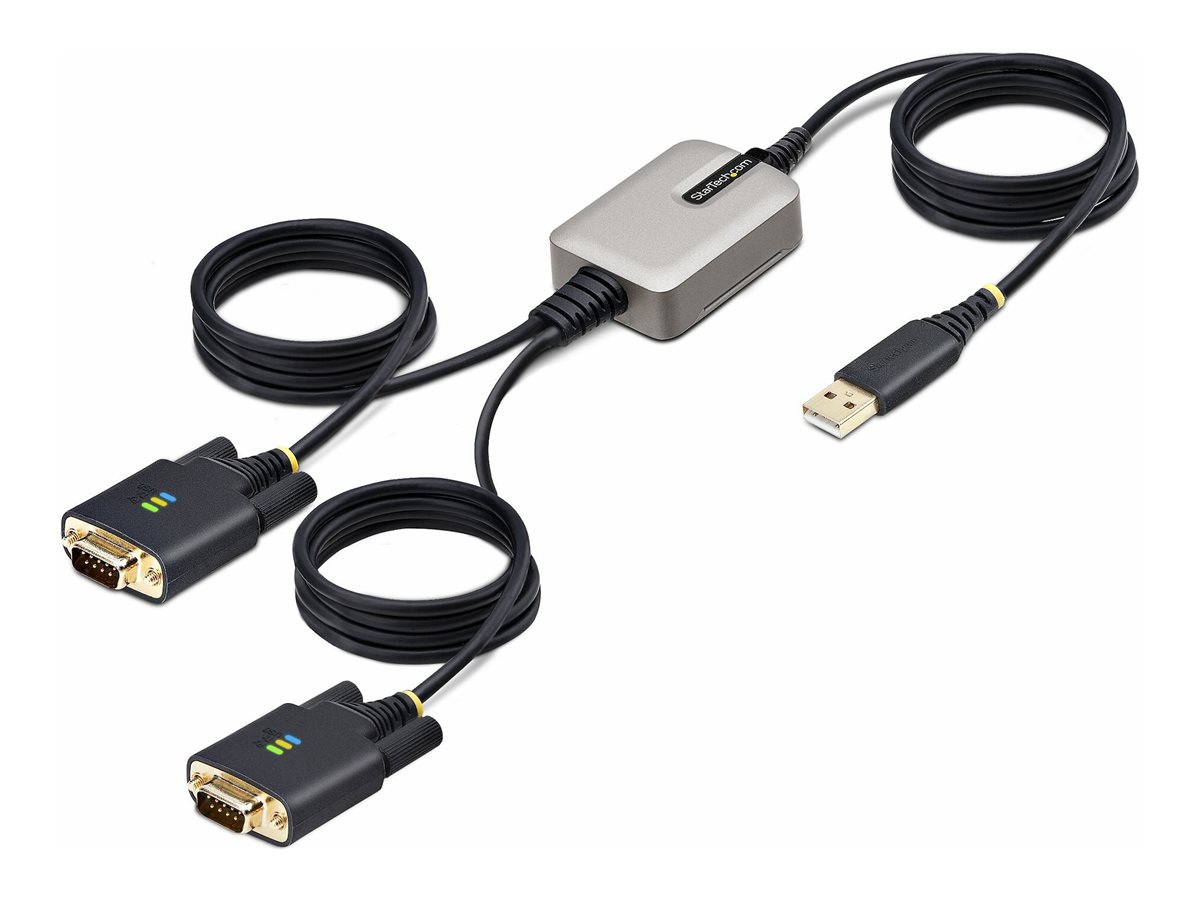 StarTech.com 13ft (4m) 2-Port USB to Serial Adapter Cable, Interchangeable DB9 Screws/Nuts, COM Retention, USB-A to DB9 RS232, FTDI, Level-4 ESD Protection, Windows/macOS/ChromeOS/Linux - Rugged TPE Construction (2P6FFC-USB-SERIAL) - Câble USB / série - USB (M) pour DB-9 (M) vissable - 4 m - noir - 2P6FFC-USB-SERIAL - Câbles USB