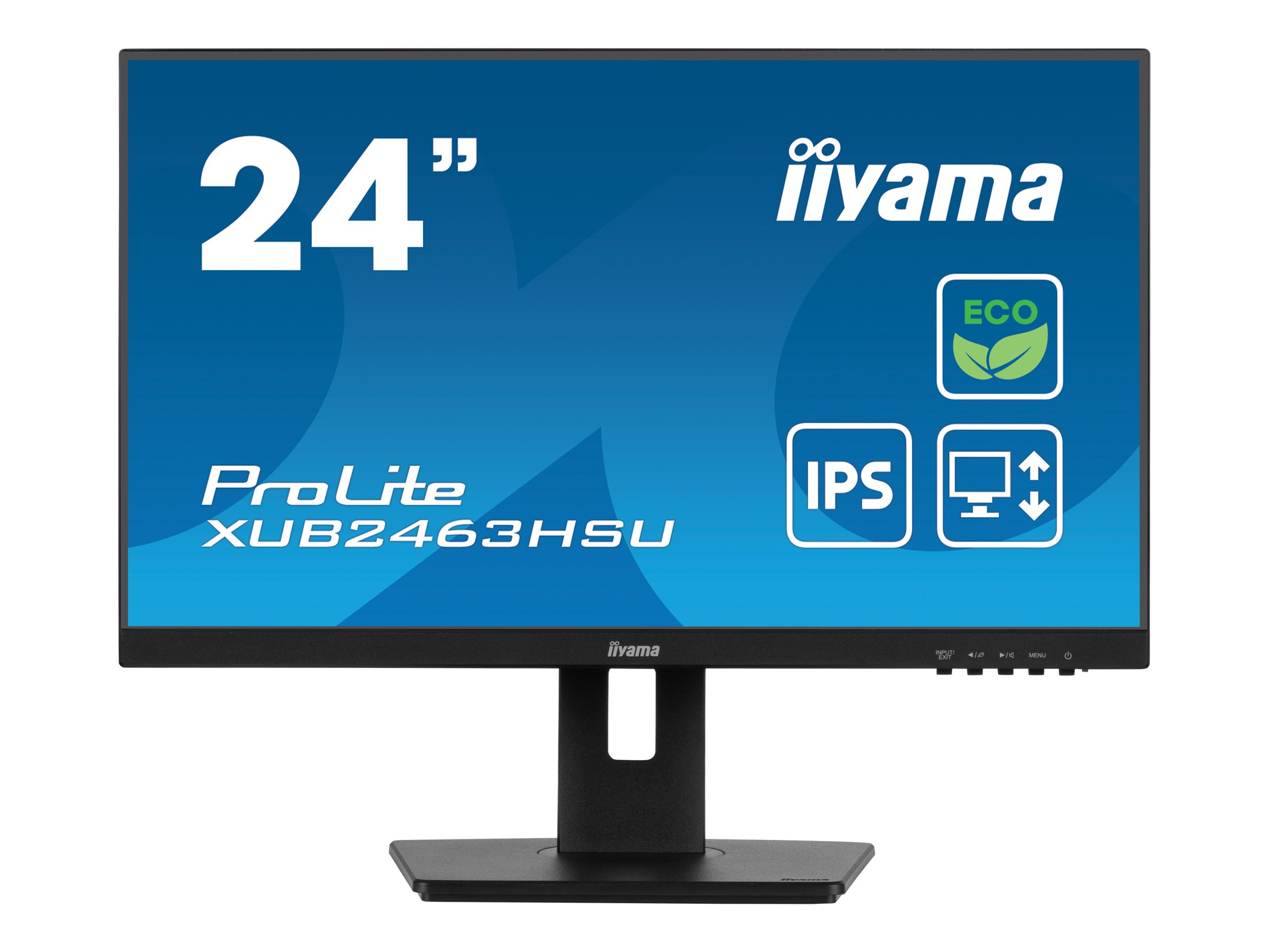 iiyama ProLite XUB2463HSU-B1 - Écran LED - 24" (23.8" visualisable) - 1920 x 1080 Full HD (1080p) @ 100 Hz - IPS - 250 cd/m² - 1300:1 - 3 ms - HDMI, DisplayPort - haut-parleurs - noir, mat - XUB2463HSU-B1 - Écrans d'ordinateur