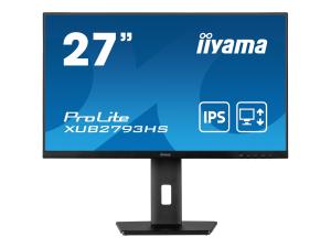 iiyama ProLite XUB2793HS-B7 - Écran LED - 27" - 1920 x 1080 Full HD (1080p) @ 100 Hz - IPS - 300 cd/m² - 1300:1 - 1 ms - HDMI, DisplayPort - haut-parleurs - noir mat - XUB2793HS-B7 - Écrans d'ordinateur