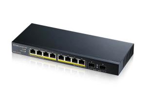 Zyxel GS1100-10HP - Commutateur - non géré - 8 x 10/100/1000 (PoE+) + 2 x Gigabit SFP - de bureau, fixation murale - PoE+ (130 W) - GS1100-10HP-EU0102F - Concentrateurs et commutateurs gigabit