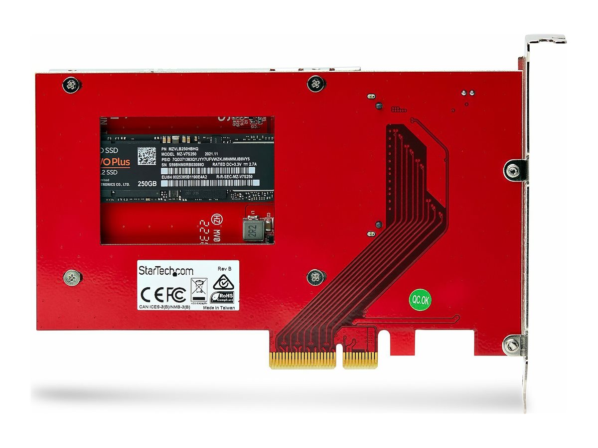 StarTech.com M.2 to U.3 Adapter, For M.2 NVMe SSDs, PCIe M.2 Drive to 2.5inch U.3 (SFF-TA-1001) Host Adapter/Converter, TAA Compliant - 2.5" Drive Form Factor (1M25-U3-M2-ADAPTER) - Adaptateur d'interface - M.2 - M.2 NVMe Card / PCIe 4.0 (NVMe) - U.3 - rouge - Conformité TAA - 1M25-U3-M2-ADAPTER - Adaptateurs de stockage