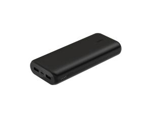 Belkin - Banque d'alimentation - 20000 mAh - 20 Watt - PD, Fast Charge - 3 connecteurs de sortie (24 pin USB-C, 2 x USB) - sur le câble : USB-C - noir - BPB014BTBK - Adaptateurs électriques et chargeurs