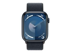 Apple Watch Series 9 (GPS) - 45 mm - aluminium minuit - montre intelligente avec boucle sport - deux couches de matières textiles tissées - minuit - 64 Go - Wi-Fi, UWB, Bluetooth - 38.7 g - démo - 3M590F/A - Montres intelligentes