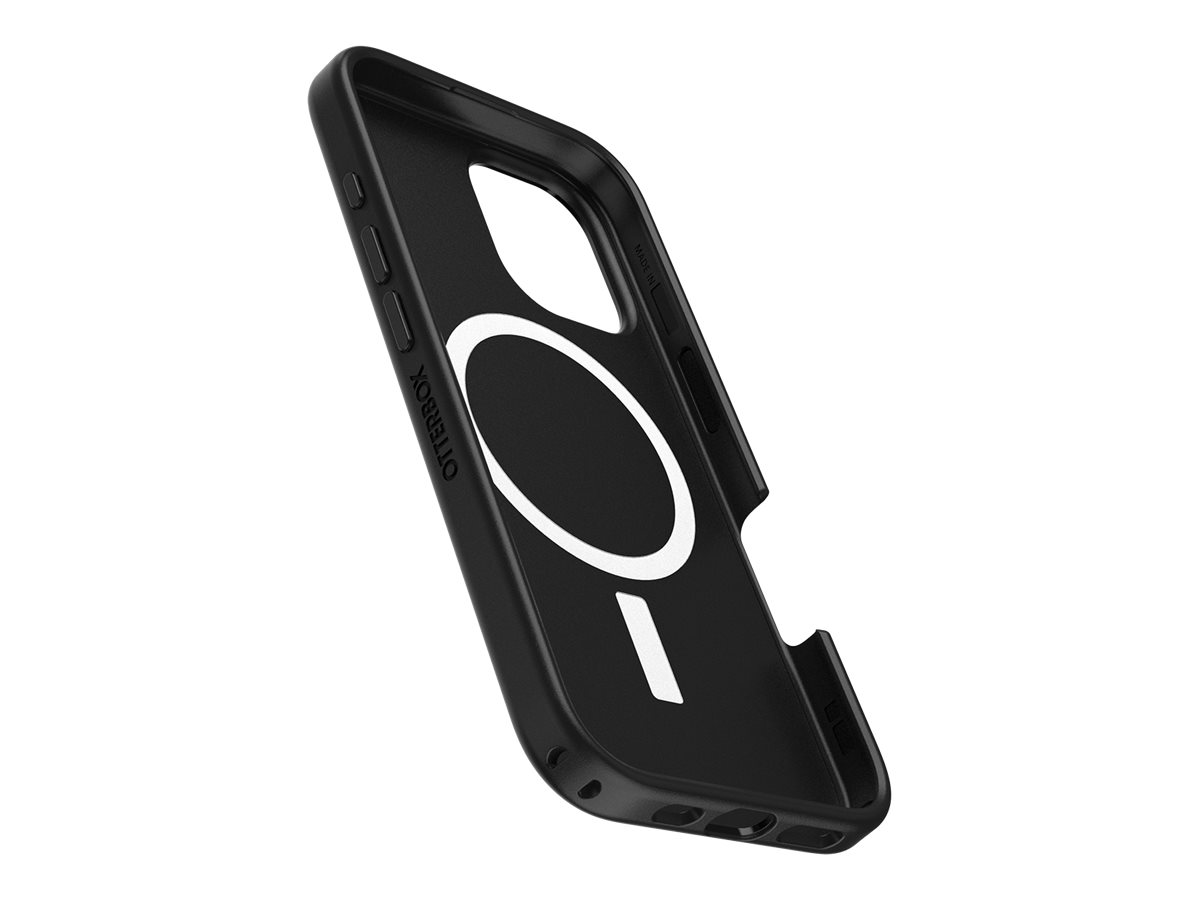 OtterBox Symmetry Series - Coque de protection pour téléphone portable - compatibilité avec MagSafe - couche de polycarbonate, élastomère thermoplastique (TPE) - noir - pour Apple iPhone 16 - 77-96542 - Coques et étuis pour téléphone portable