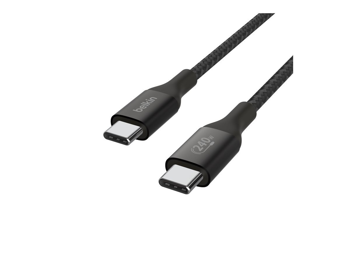 Belkin BOOST CHARGE - Câble USB - 24 pin USB-C (M) pour 24 pin USB-C (M) - USB 2.0 - 2 m - jusqu'à 240 W de puissance - noir - CAB015bt2MBK - Câbles USB