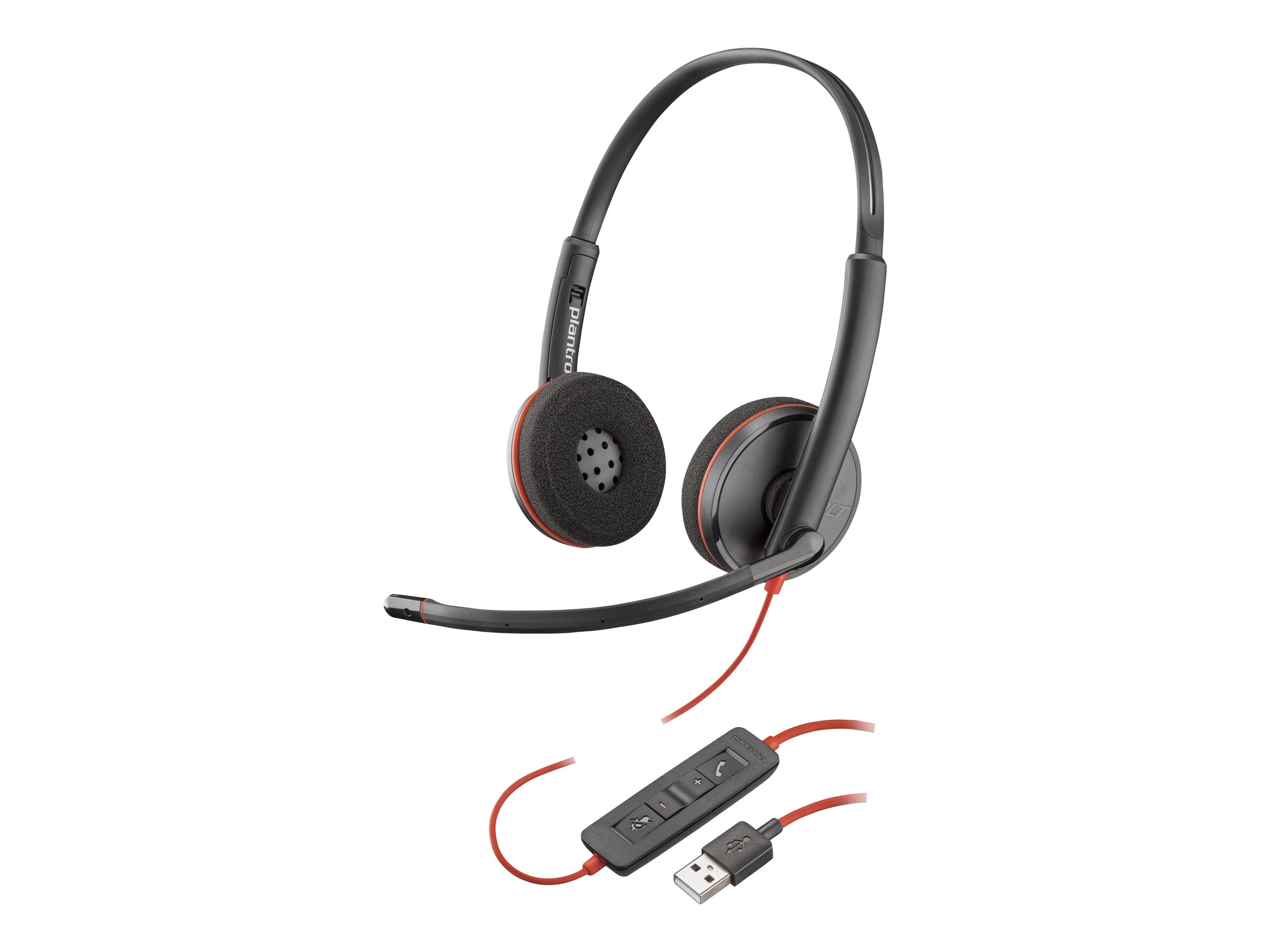 Poly Blackwire 3220 - 3200 Series - micro-casque - sur-oreille - filaire - USB - noir - Certifié Skype, Certifié Avaya, certifié Cisco Jabber - 80S02AA - Écouteurs