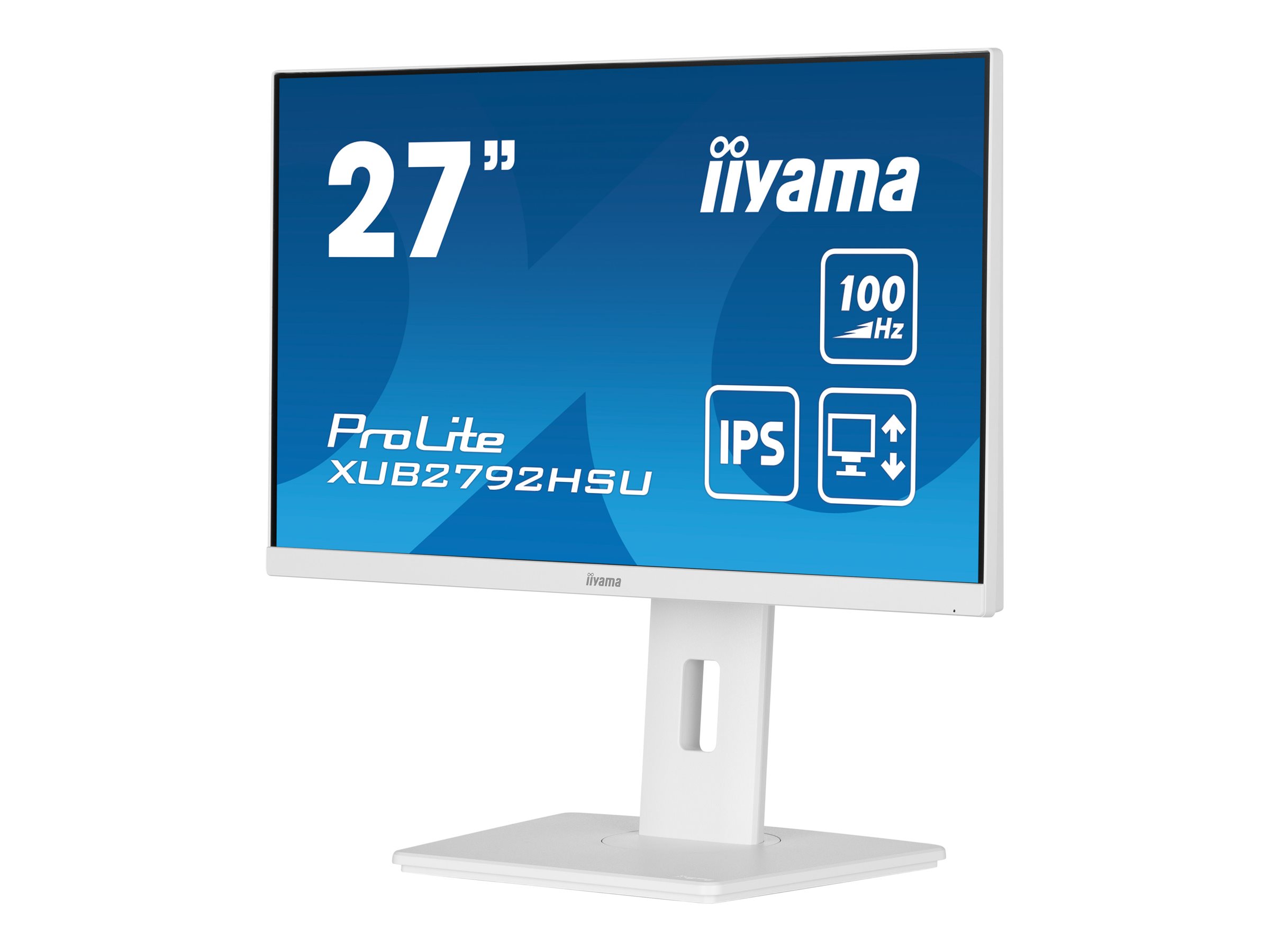 iiyama ProLite XUB2792HSU-W6 - Écran LED - 27" - 1920 x 1080 Full HD (1080p) @ 100 Hz - IPS - 250 cd/m² - 1300:1 - 0.4 ms - HDMI, DisplayPort - haut-parleurs - blanc, mat - XUB2792HSU-W6 - Écrans d'ordinateur