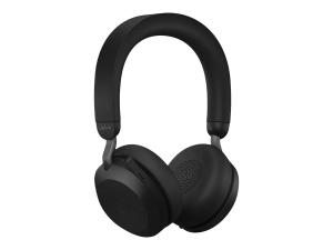 Jabra Evolve2 75 - Micro-casque - sur-oreille - Bluetooth - sans fil - Suppresseur de bruit actif - USB-C - isolation acoustique - noir - Optimisé pour la CU - 27599-989-889 - Écouteurs