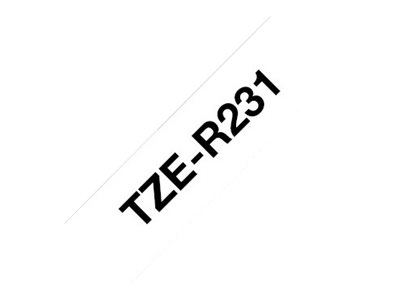 Brother TZe-R231 - Noir sur blanc - Rouleau (1,2 cm x 4 m) 1 cassette(s) bande de ruban - pour Brother PT-D210, D600, H110; P-Touch Cube PT-P300; P-Touch Embellish PT-D215 - TZER231 - Rouleaux de papier