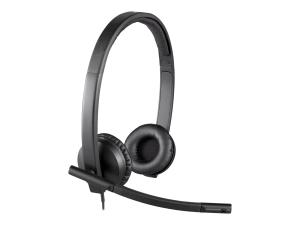 Casque USB Logitech H570e - Micro-casque - sur-oreille - filaire - 981-000575 - Écouteurs
