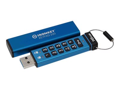 Kingston IronKey Keypad 200 - Clé USB - chiffré - 16 Go - USB 3.2 Gen 1 - IKKP200/16GB - Lecteurs flash