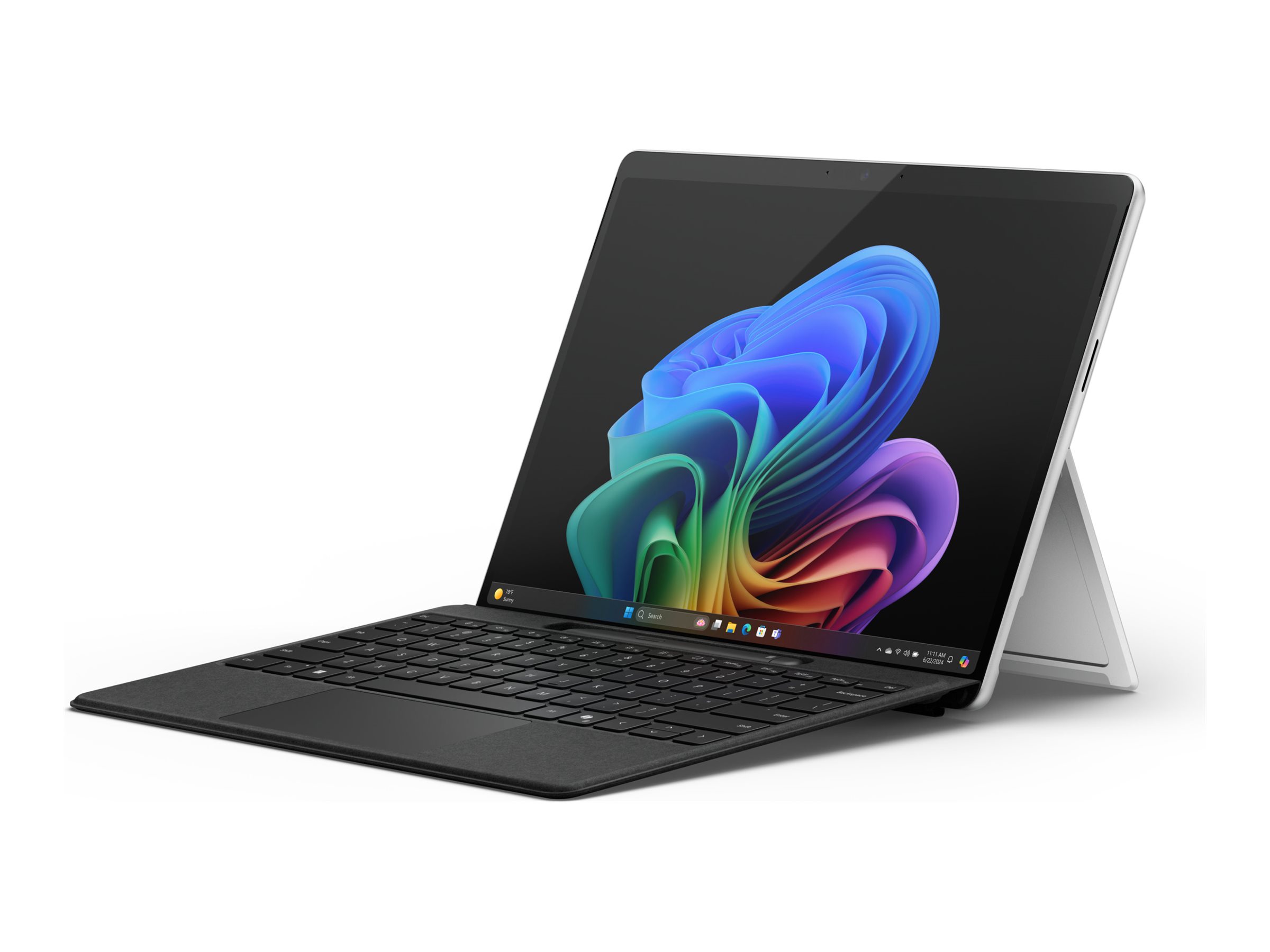 Microsoft Surface Pro Copilot+ PC for Business - 11th Edition - tablette - Snapdragon X Elite - X1E-80-100 / jusqu'à 4 GHz - Win 11 Pro - Qualcomm Adreno - 32 Go RAM - 1 To SSD - 13" OLED écran tactile 2880 x 1920 @ 120 Hz - IEEE 802.11b, IEEE 802.11a, IEEE 802.11g, IEEE 802.11n, IEEE 802.11ac, NFC, IEEE 802.11be, IEEE 802.11ax (Wi-Fi 6), Bluetooth 5.4 - NFC, Wi-Fi 7, Bluetooth - platine - ZIR-00004 - Ordinateurs portables