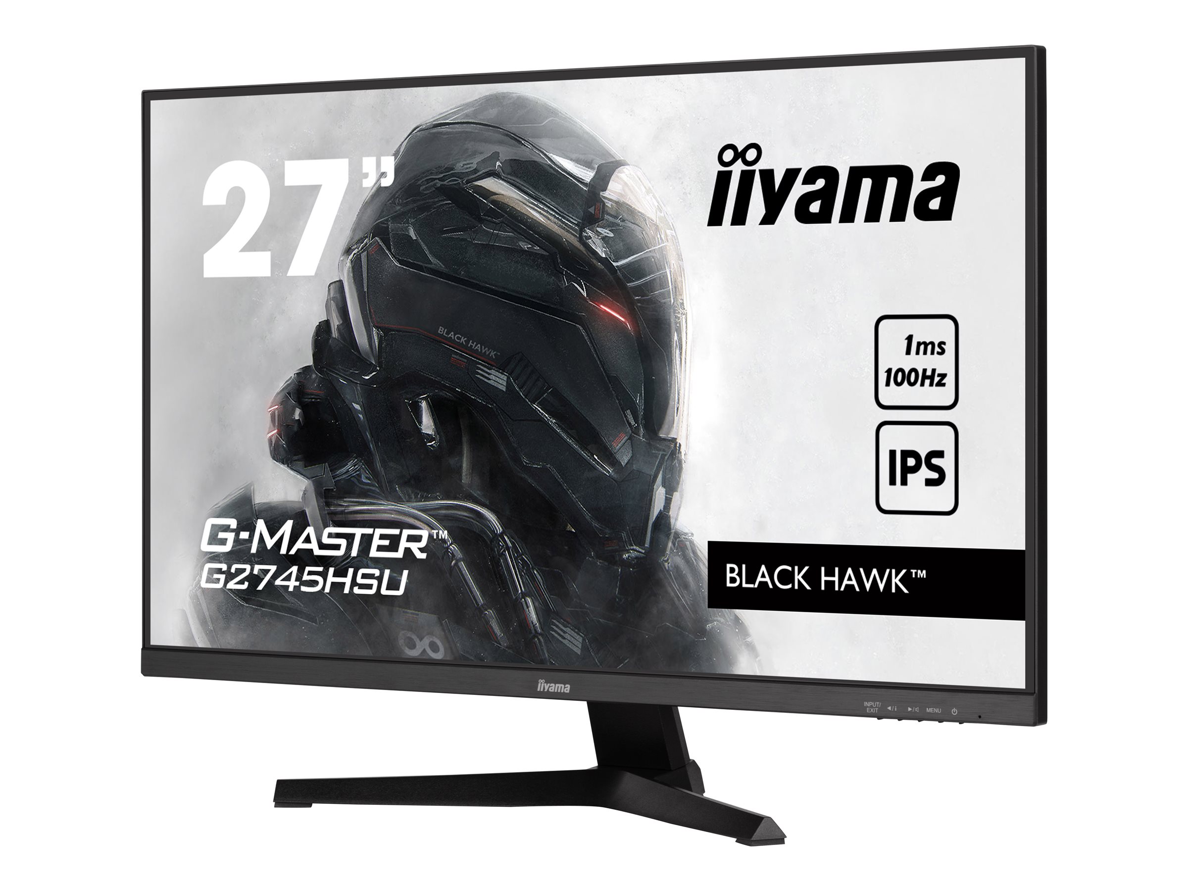 iiyama G-MASTER Black Hawk G2745HSU-B1 - Écran LED - 27" - 1920 x 1080 Full HD (1080p) @ 100 Hz - IPS - 250 cd/m² - 1000:1 - 1 ms - HDMI, DisplayPort - haut-parleurs - noir mat - G2745HSU-B1 - Écrans d'ordinateur