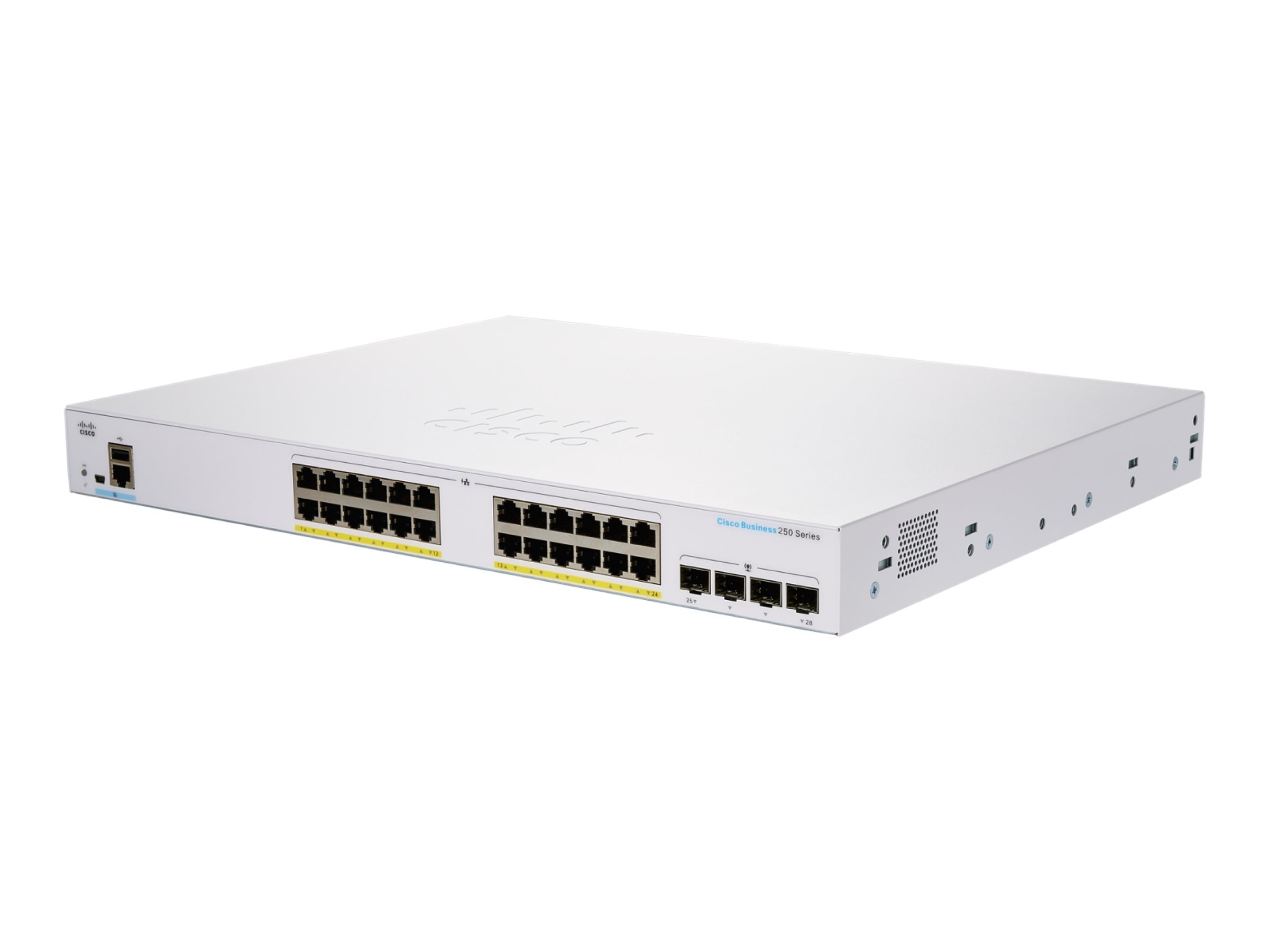 Cisco Business 250 Series CBS250-24FP-4G - Commutateur - C3 - intelligent - 24 x 10/100/1000 (PoE+) + 4 x Gigabit SFP - Montable sur rack - PoE+ (370 W) - CBS250-24FP-4G-EU - Concentrateurs et commutateurs gigabit