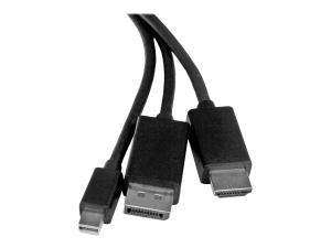 StarTech.com Câble adaptateur HDMI, DisplayPort ou Mini DisplayPort vers HDMI de 2 m - Convertisseur HDMI, DP, Mini DP vers HDMI - Noir - Adaptateur vidéo - HDMI, DisplayPort, Mini DisplayPort mâle pour HDMI, Micro-USB de type B (alimentation uniquement) - 2 m - noir - support 4K - DPMDPHD2HD - Accessoires pour téléviseurs