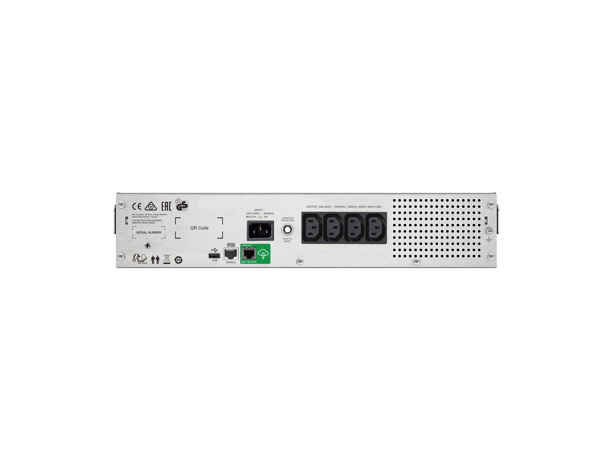 APC Smart-UPS C SMC1500I-2UC - Onduleur (rack-montable) - CA 220/230/240 V - 900 Watt - 1500 VA - RS-232, USB - connecteurs de sortie : 4 - 2U - noir - avec APC SmartConnect - SMC1500I-2UC - UPS montables sur rack